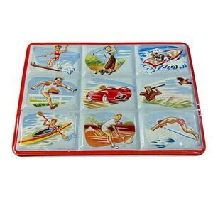 Vintage Page of London Sports Theme Watercolor Paint‎ Tin 1950s Made in England